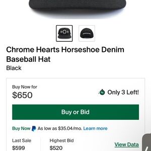 Chrome Hearts Black Denim Baseball Hat